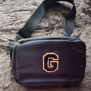 Girls’ “G” Black Crossbody Bag or Fanny Pack with Gold Accent